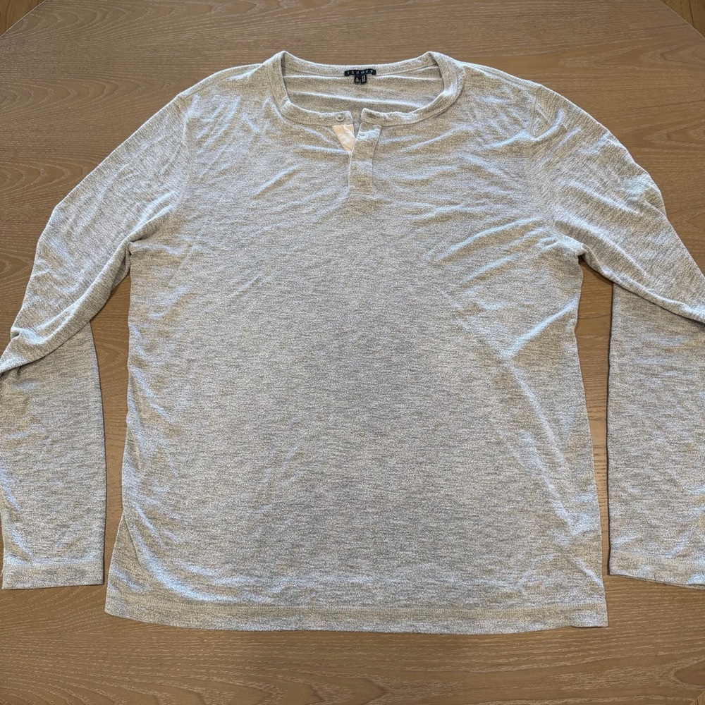 Theory Men’s Gray Knit Long Sleeve Henley - XL
